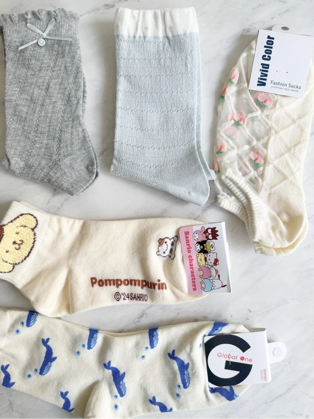 New 6 Pairs of cute socks